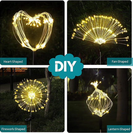 2/4PCS Solar Lights Outdoor Garden LED Solar Powered Firework Light Lamp DIY