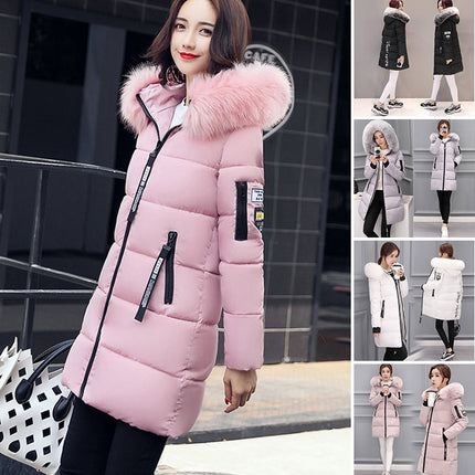 Winter Womens Fur Hooded Parka Jackets Chunky Puffer Coat Ladies Warm Outerwear