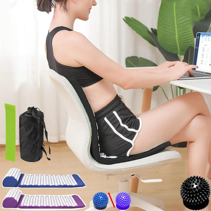 Acupressure Mat with Pillow & Ball Acupuncture Pin Massage Set Neck Pain Relief