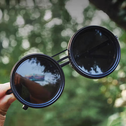 ND9 Adjustable Dimming Sunglasses Retro Punk round Men'S Outdoor Fishing UV400 Polarized Driving Sunglasses for Driving Fishing