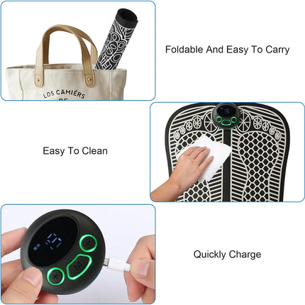 Electric Foot Massager - Pain Relief & Circulation USB Rechargeable Portable Massage Mat