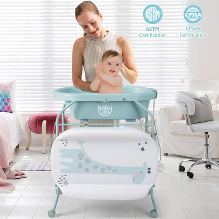 2-In-1 Baby Change Table with Bathtub and Folding Changing Station