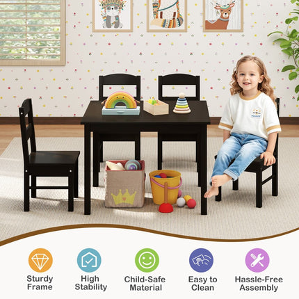 Kids Table and 4 Chairs Set for Toddlers Dining, Drawing, Reading