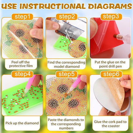 8 Pcs Sunflower Diamond Painting Coasters Kits for Drinks,Diy Diamond Art Coaster Kits for Adults Beginners with Holder,Sunflower Gem Painting Art Craft Kit for Adults.