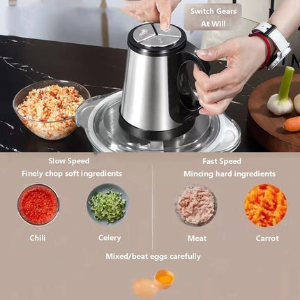 2L Electric Chopper Food Processor Multi Blender Meat Fruit Vegetable Mixer Tool