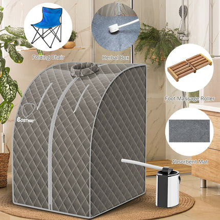 3L Portable Steam Sauna with 9-Level Temperature and Folding Chair