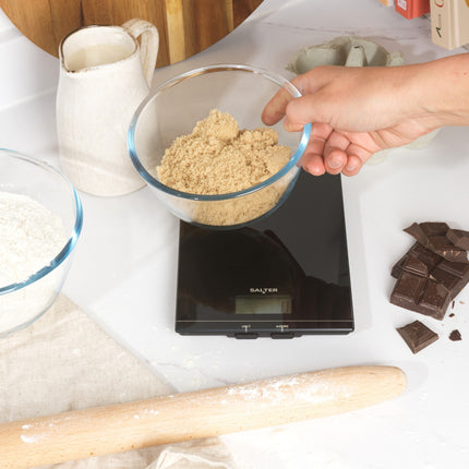 Salter Glass Electronic Kitchen Scale – Digital Scale, Add & Weigh, LCD Display