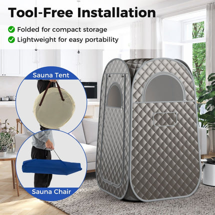 Full Body Steam Sauna Tent with 3L Steam Generator for Single Person