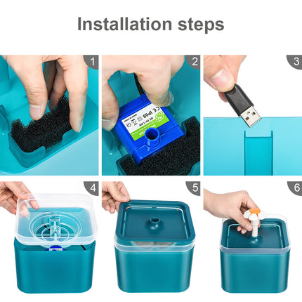 Cat Water Fountain 2L for Pet Dog LED Drinking Water Bowl Automatic Dispenser UK