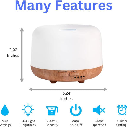 Essential Oil Diffuser 300ML Aromatherapy Ultrasonic Air Vapouriser Oil Diffuser