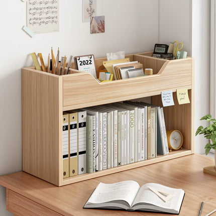 Wooden Bookshelf Rack Desk Filing Holder Organizer Tabletop Bookcase Furniture