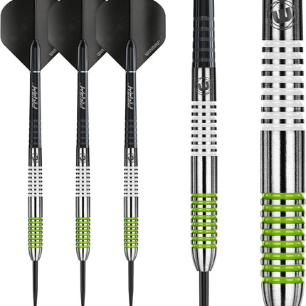Darts Ton Machine Professional Tungsten Darts Set with Prism Flights and Shafts (Stems) 22G | 23G | 24G | 26G | 27G Gram Steeltip Dart Set