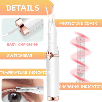 Heated Lash Curler, USB Rechargeable Electric Eyelash Curler with Brush, 6X1Inch Portable Makeup Lash Curlers for Women