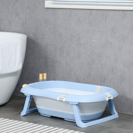 Foldable Baby Bathtub W/ Non-Slip Support Legs, Cushion, Shower Holder