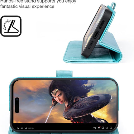 OCASE for Iphone 15 Pro Detachable Case, Magnetic Removable 2 in 1 Flip PU Leath