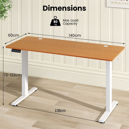 140 X 60 CM Height Adjustable Standing Desk with 3 Memory Heights