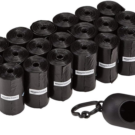 Dog Poop/Waste Bags with Dispenser and Leash Clip, Unscented, 300 Bags (20 Packs