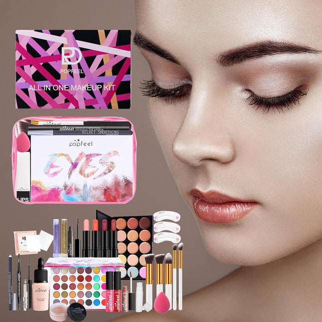 Full Face Makeup Set, Makeup Bundle Includes Eyeshadow Lipstick - Professional Makeup Kit, Full Kit Makeup Sets, Women'S Makeup Cosmetic Set for Professionals