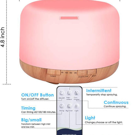 Diffuserlove Essential Oil Diffuser 500ML Remote Control Aromatherapy Diffuser C