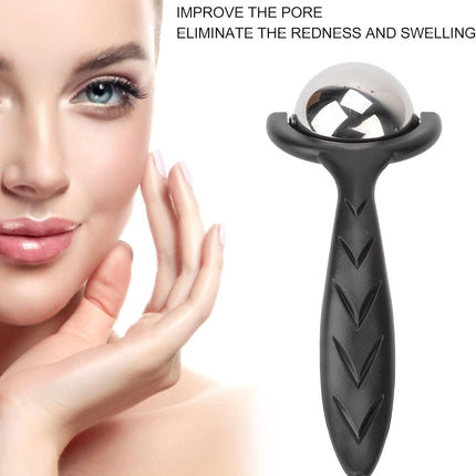 Roller Massage Ball, Stainless Steel Roller Reduce Puffiness Cellulite Roller Handheld Back Roller Cold Warm Compression Temperature Keeper Muscle Relief for Body Neck Shoulder Leg Calf(Black)