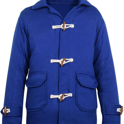 Girls Boys Royal Duffle Fleece Coat Stylish Utility Pockets Long Sleeves Trendy Fashion Thick Jacket
