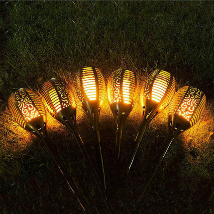 8X Flame Effect Solar Outdoor Lights Stake Garden Path Flickering LED Torch Lamp