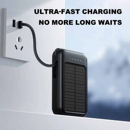 20000Mah Solar Power Bank with Flashlight Outdoor Portable Charger 4 Outputs LED Lights for Camping Emergency