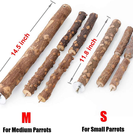 Bird Perch Nature Wood Stand for 3-4Pcs Small Parrots (M)