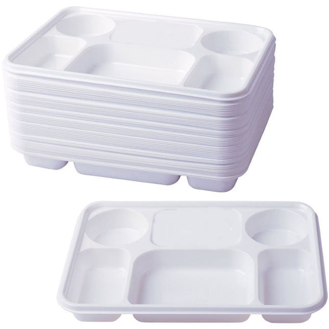 Compartment Plastic Dinner Plates 50 Pcs Party Home Food Disposable Section Tray