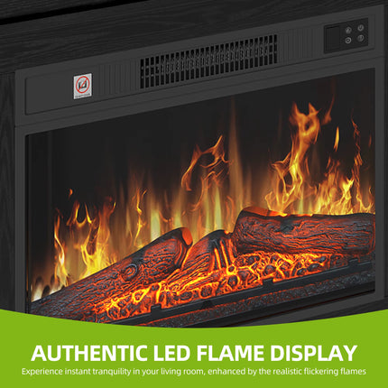 23" Electric Fireplace Suite - Realistic Flame Effect Heats 30㎡, Programmable Timer & LED Lights, 100×26×80.5Cm