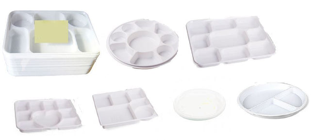 Compartment Plastic Dinner Plates 50 Pcs Party Home Food Disposable Section Tray