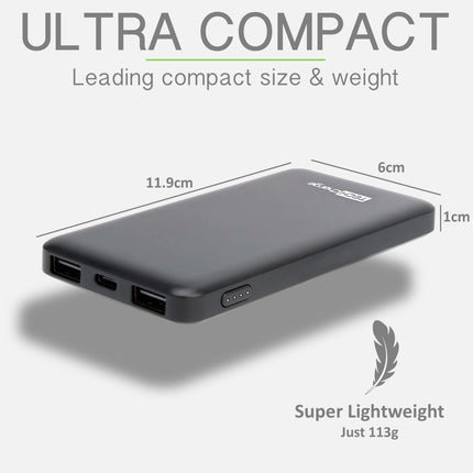 Tech Charge Power Bank Dual Port Output & USB-C Compatible Fast Portable Charger