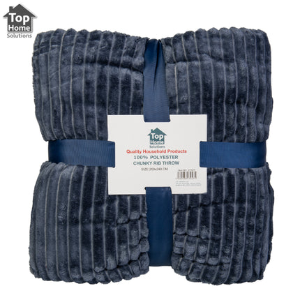 Chunky Rib Throw Luxury Soft Warm Blanket Fleece Soft Throw Warm Cosy King- Size