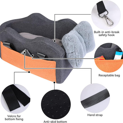 Dog Car Seat for Small Dog Center Console Seat Pet Booster Seat for Car Puppy Car Seat for Small Dogs(Dark Gray)