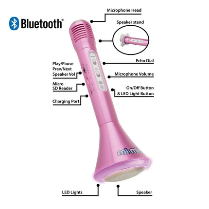 Academy of Music Mi-Mic Kids Wireless Bluetooth Karaoke Microphone Speaker