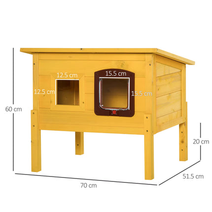 Wooden Cat House Pet Home Outdoor Waterproof Door Roof Shelter Garden