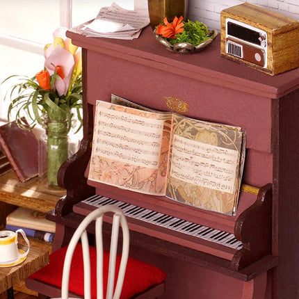 Art Dollhouse DIY Miniature House Kits Mini Dollhouse with Furniture Simon'S Coffee Toys for Children Girl'S Gift DG109