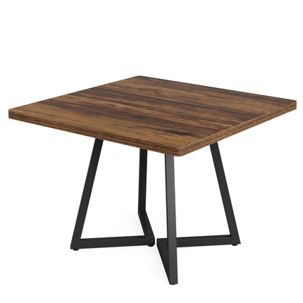 Square Dining Table for 4, 31.5" Industrial Dinner Table with Metal Base, Wood Kitchen Table for Dining Room