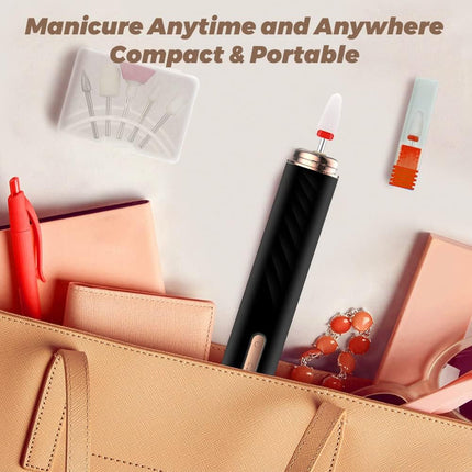 Nail Drill Electric Nail Files Professional Rechargeable Electric Nail Drill Machine with Ceramic Nail Bit for Beginners, Nail Drill Machine Set for Polish Nails, Manicure and Pedicure Tools (Black)