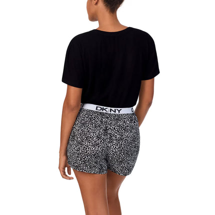 Ladies Tee & Boxer Pyjama Set in Black