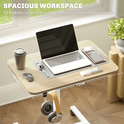 Pneumatic Height Adjustable Standing Desk with Wheels and Headphone Hook