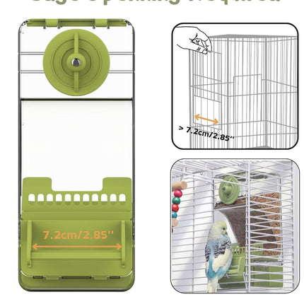 Automatic Bird Feeder, Bird Cage Feeder with Perch for Parakeet Canary Cockatiel Finch (Green)