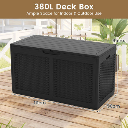 380L Resin Deck Box with Lockable Lid and Wheels
