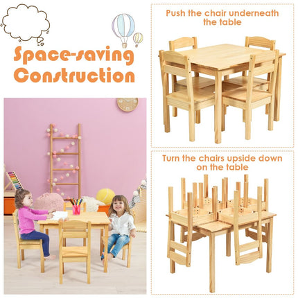 Kids Table and 4 Chairs Set for Toddlers Dining, Drawing, Reading