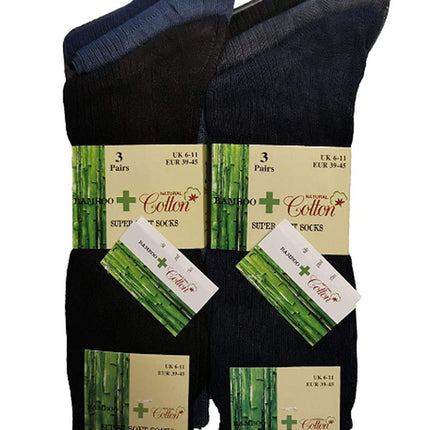 Mens Bamboo and Natural Cotton Super Soft Ribbed Breathable Socks 6-11