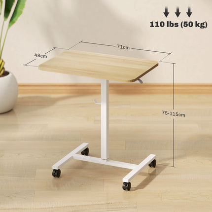 Pneumatic Height Adjustable Standing Desk with Wheels and Headphone Hook