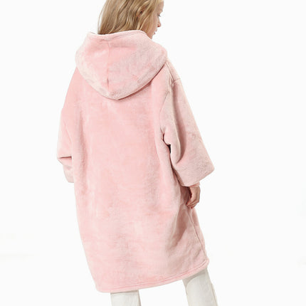 Kids Childrens Hoodie Blanket Oversized Plush Flannel Hooded Sweatshirt