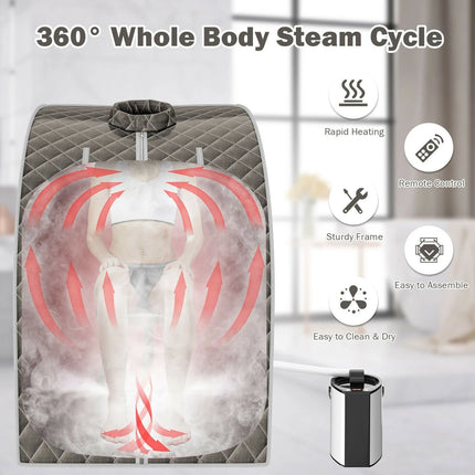 3L Portable Steam Sauna with 9-Level Temperature and Folding Chair