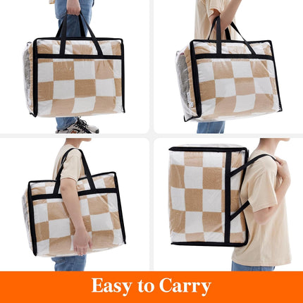 4 Pack Clear Plastic Storage Bags, 40L Foldable Clothes Storage Boxes Wardrobe Organizer Moving Bags with Reinforced Handle for Loft Wardrobe for Bedding Clothes Blanket Duvet