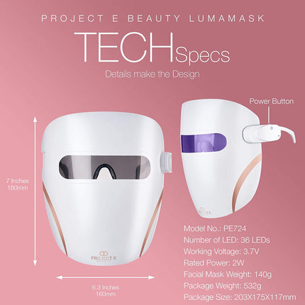 Lumamask LED Light Therapy by  | 7 LED Colors | Anti-Aging Skincare | Reduce Fine Lines & Wrinkles | Skin Tightening | Lightweight & Wireless